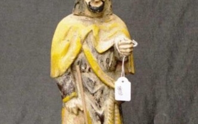 Philippines carved painted wood Santos figure Standing Yellow Robed...