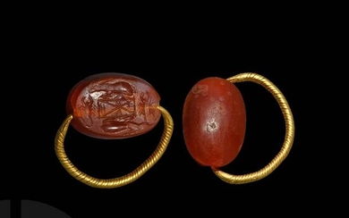 Phoenician Scaraboid Ring with Scorpions and Ibex