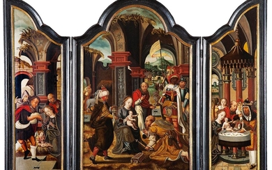Pieter Coecke van Aelst, 1502 Aalst – 1550 Brüssel, Umkreis, DIE ANBETUNG DER DREI KÖNIGE, UM 1540