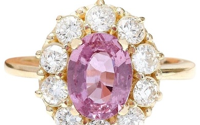 Pink Sapphire Diamond Ring 14K Yellow Gold
