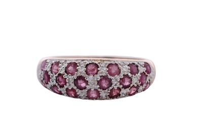 Pink Sapphires and Diamonds 10kt Gold Ring