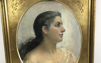 Portrait of Lady Oil on Board. Sight 13 1/2" x 10 1/2"