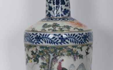 Qing Dynasty, Qianlong period, blue and white enamel painted Five Relationships pattern vase
