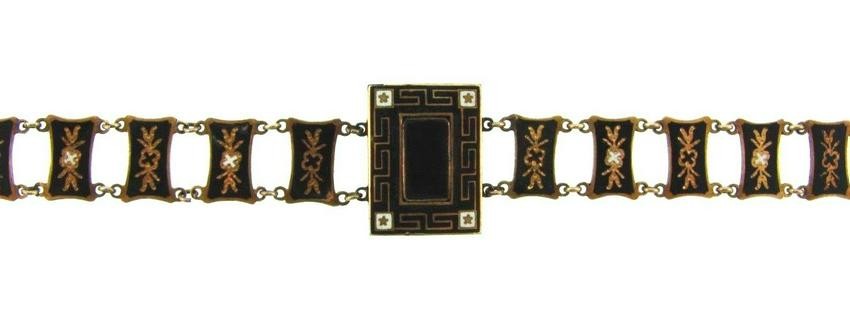 RARE Antique European 14k Yellow Gold & Enamel Bracelet