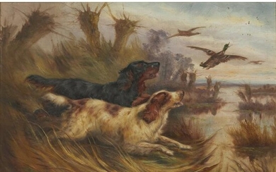 ROBERT CLEMINSON (BRITISH 1864-1903) GUN-DOGS PUTTING