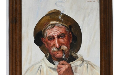 ROUSSEL Charles. (1861-1936). « Portrait d’un pêcheur de Berck ». Toile signée. H.56 L.46.