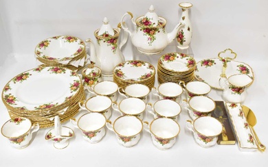 ROYAL ALBERT; a sixty-nine piece 'Old Country Roses' pattern dinner...