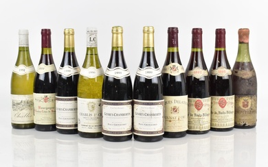 Réunion de 10 bouteilles de vin de Bourgogne : - 3 bouteilles de GEVREY-CHAMBERTIN 1999...