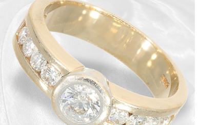 Ring: branded jewellery, gold brilliant-cut diamond ring by Christ with certificate, approx. 1ct brilliant-cut diamonds