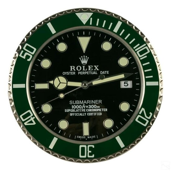 Rolex Style The Hulk Submariner Dealers Wall Clock