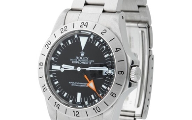 Rolex. Valuable and Fine Explorer II Automatic Dual Time Wristwatch in Steel, Reference 1655, With Addictional Links