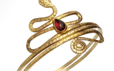 Roman Gold Snake Bracelet with Garnet, c. 1st-2nd Century A.D.