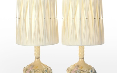 Rosanna Originals Baroque Style Chalkware Table Lamp Pair, 1978