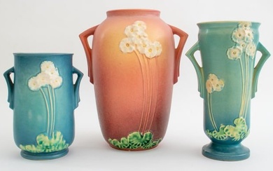 Roseville Art Pottery Primrose 2-Handled Vases, 3