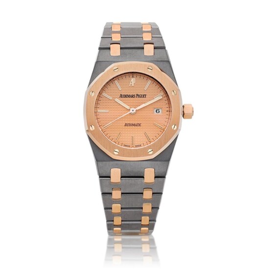 Royal Oak, Reference 15000TR.OO.0789TR.01 | A pink gold and tantalum bracelet watch with salmon dial and date, Circa 2004 | 愛彼 | 皇家橡樹系列 | 粉紅金及鉭金屬鏈帶腕錶，備日期顯示及鮭魚色錶盤，約2004年製, Audemars Piguet