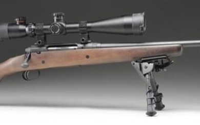 SAVAGE AXIS BOLT ACTION RIFLE WITH SCOPE.