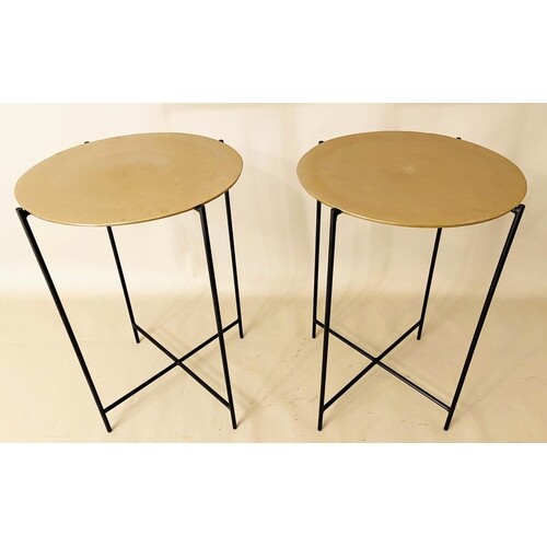 SIDE TABLES, a pair, 60cms x 40cms, 1950's Italian style, gi...