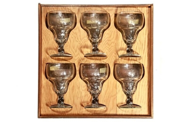 SIX 18TH C GLASS GOBLETS OF JOHN MONTAGUE WITH BOX