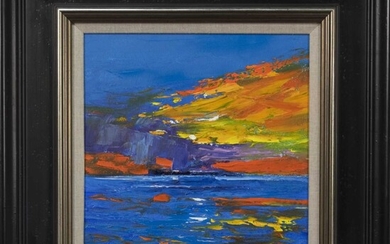 STORM OVER ISLE OF STAFFA, AN OIL BY JOLOMO