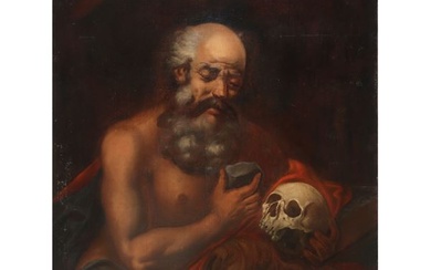 Saint Jerome with painted skull and lion, 17th century