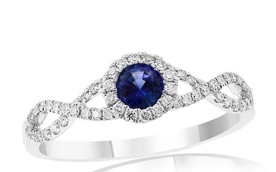Sapphire & Diamond Infinity Shank Ring in 14K White Gold (0.29 ct Sapphire)