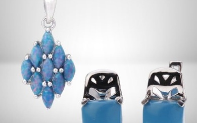 Sea-Inspired Synthetic Gemstone Jewelry Set