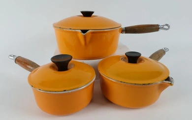 Set Vintage Le Creuset Orange Cast Iron Cookware