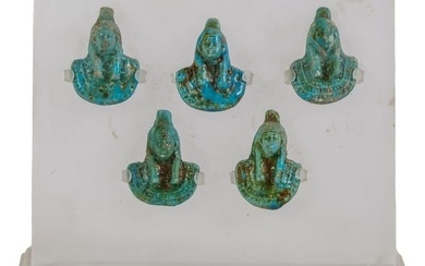Set of Five Ancient Egyptian Paste Faience Amulets