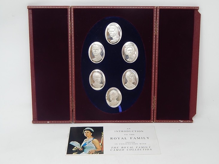 Set of Six Silver Portrait Medallions of The Royal Family by...