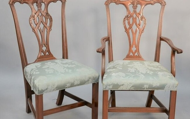 Set of twelve Chippendale-style dining chairs to