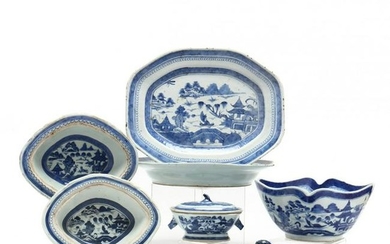 Seven Canton Export Porcelain Serving Pieces