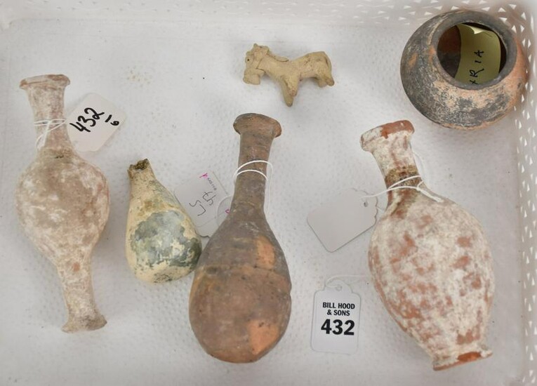 Six Ancient Mediterranean Artifact Vessels of Pottery &