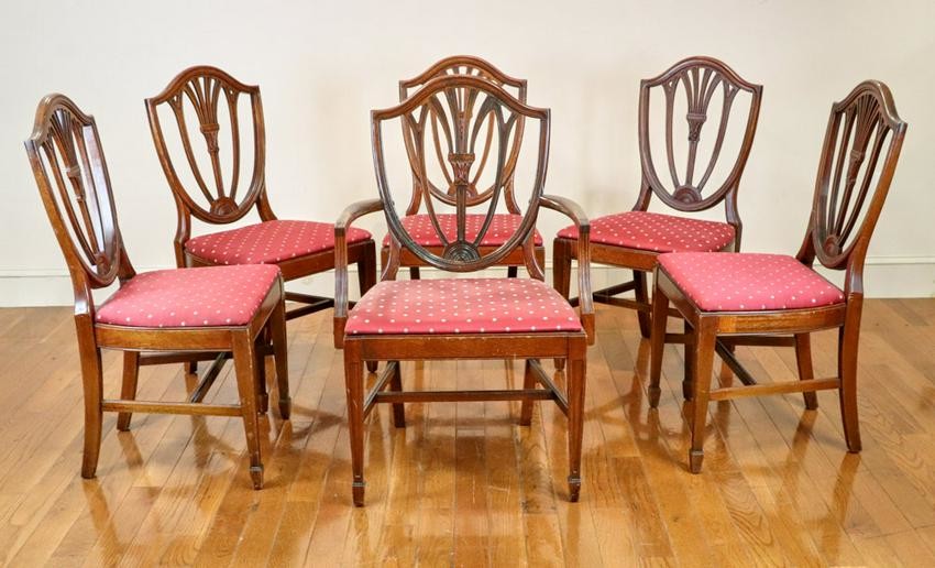 Six Circa 1900 Hepplewhite Dining Chairs