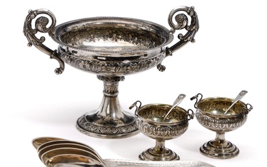 Six Danish empire spoons, maker Christian P. Næboe, Copenhagen 1806.Further, a pair...