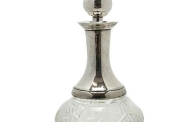 Solid Silver Cut Glass Decanter, 19th Century