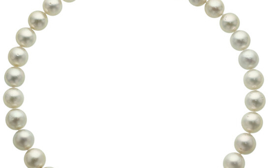 South Sea Cultured Pearl, Diamond, Gold Necklace The necklace...