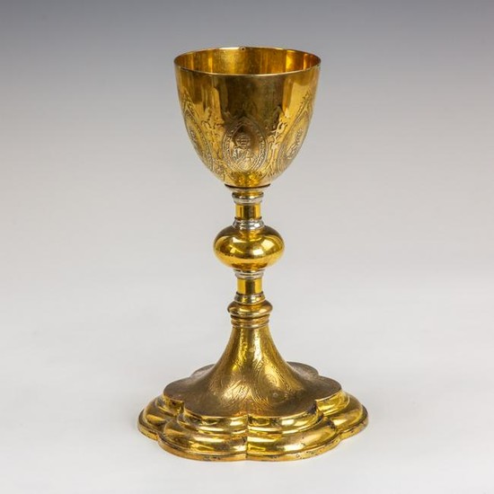 Sterling Silver Gilt Relief Church Chalice 481 gr
