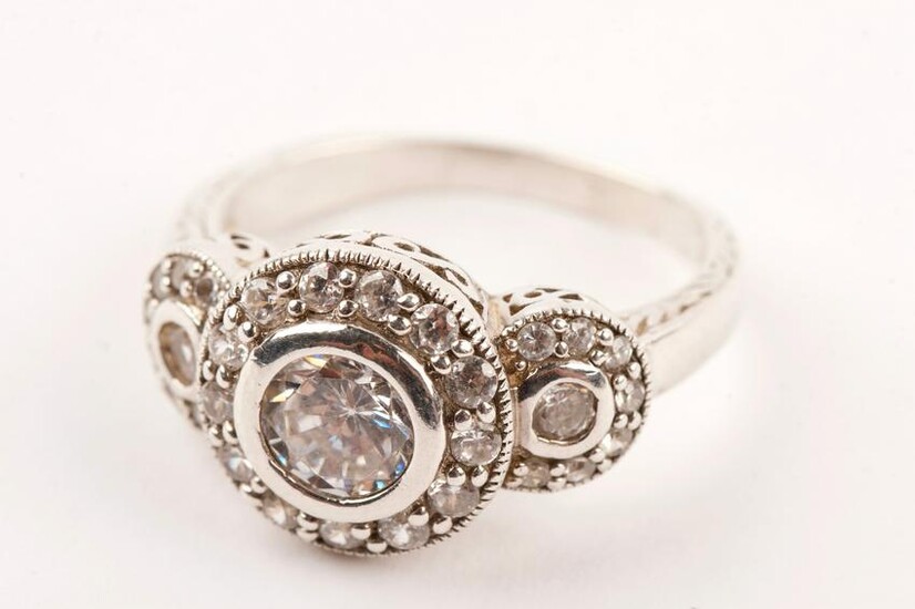 Sterling Silver & Cut Crystal Ring