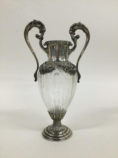 Sterling Silver & Glass Double Handled Vase Theodore