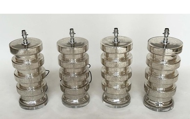 TABLE LAMPS, a set of four, Venetian style, silvered mirrore...