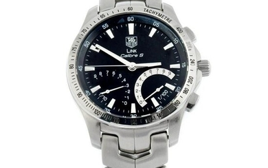 TAG HEUER - a Link Calibre S chronograph bracelet watch. Stainless steel case with tachymeter bezel.