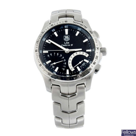 TAG HEUER - a stainless steel Link Calibre S chronograph bracelet watch, 42mm.