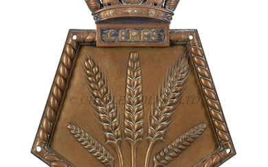 THE SCREEN BADGE FOR H.M. LIGHT CRUISER CERES, 1917 cast in ...