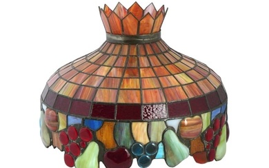 TIFFANY STYLE LEADED GLASS CEILING LAMPSHADE