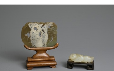 TWO CHINESE JADE CARVINGS, QING DYNASTY. To include a white...