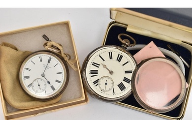 TWO SILVER OPEN FACE POCKET WATCHES, to include a 'J.W.Benso...