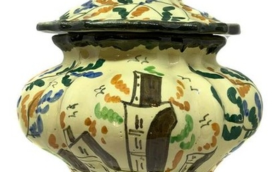 Rare earthenware jar poutiche, with pear-shaped lid.