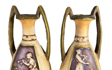 Teplitz, Austria Pair of Porcelain Vases