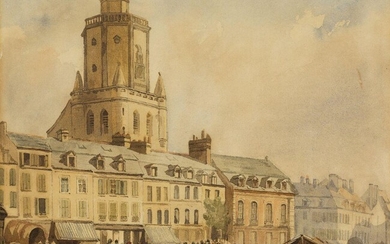 Thomas Shotter Boys, NSW, British 1803-1874- Boulogne; pencil and watercolour on paper, signed and dated 'T. S. Boys / 1827' (lower right), 25.4 x 30 cm. Provenance: Private Collection, UK. Note: The present work shows the Belfry from la Place...