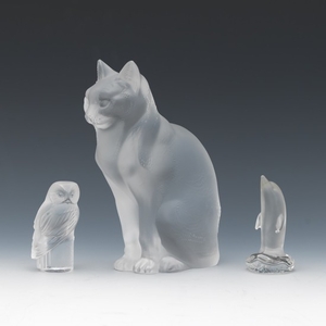Three Lalique Crystal Animal Figurines